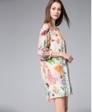 Dress - Flowers Printed silk crepe mini  dress